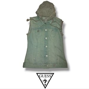 Guess Denim Sleeveless Hooded Jacket
